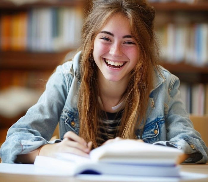 A happy student studying and prepared-2-1